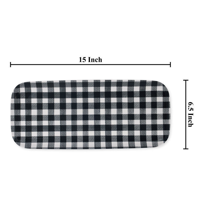 2-Piece Gingham 15" Tray, Black