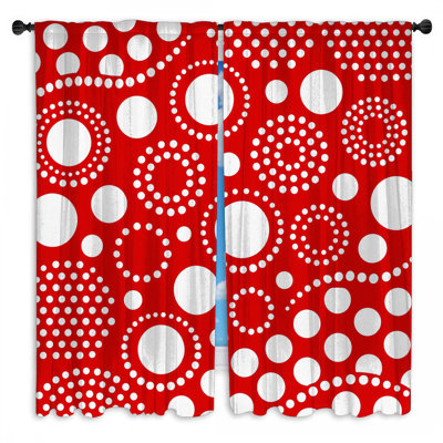 Rideaux de fenêtre rouges et blancs à pois transparents et obscurcissants - 2 panneaux
