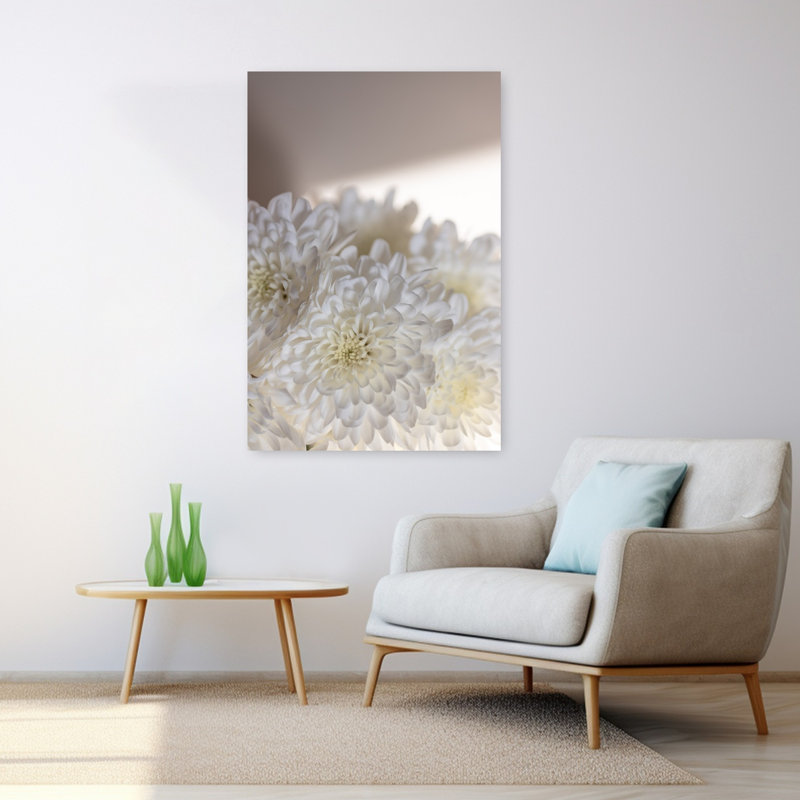 Art contemporain, art contemporain abstrait fleur de chrysanthème, H 48 po x l 32 po