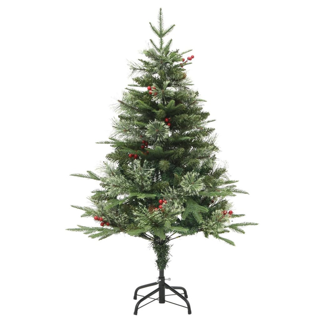 Künstlicher Weihnachtsbaum Grün mit LED-Leuchten, Tannenzapfen und Ständer