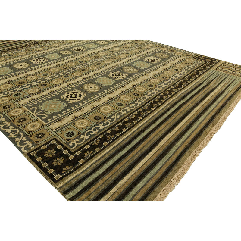 Joe Wool Southwestern Area Rug in Olive, Rectangle 10' x 14'