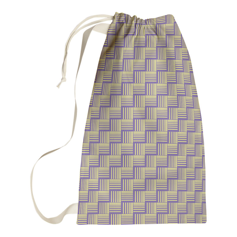 Jaya Fabric Laundry Bag with Handles, 36" H x 28" W x 1.5" D, Purple/Yellow