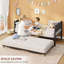 Lit de jour simple avec couchette coulissante, conception de grain de bois industriel, support de lattes en acier et roulettes, multifonctionnel pour les petits espaces-2100346183