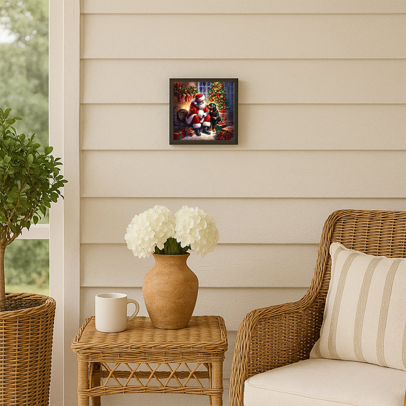 Rottweiler and Santa Claus Framed Metal Print