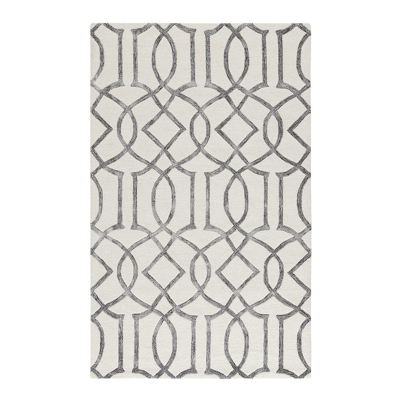 Geometric Wool Hand Woven Area Rug, Rectangle 122 x 183cm