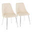 Ensemble de 2 chaises d'appoint avec dossier capitonné, revêtement en similicuir beige chaud et pieds en métal chromé pour la salle à manger ou le salon