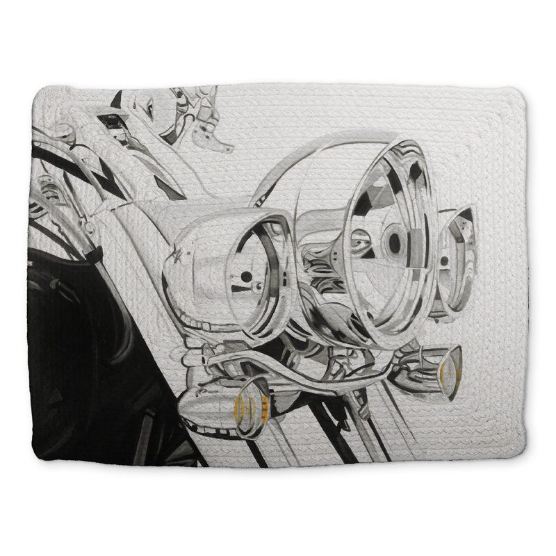 Industrial White Braided Polyester Placemat - Motorcycle Light