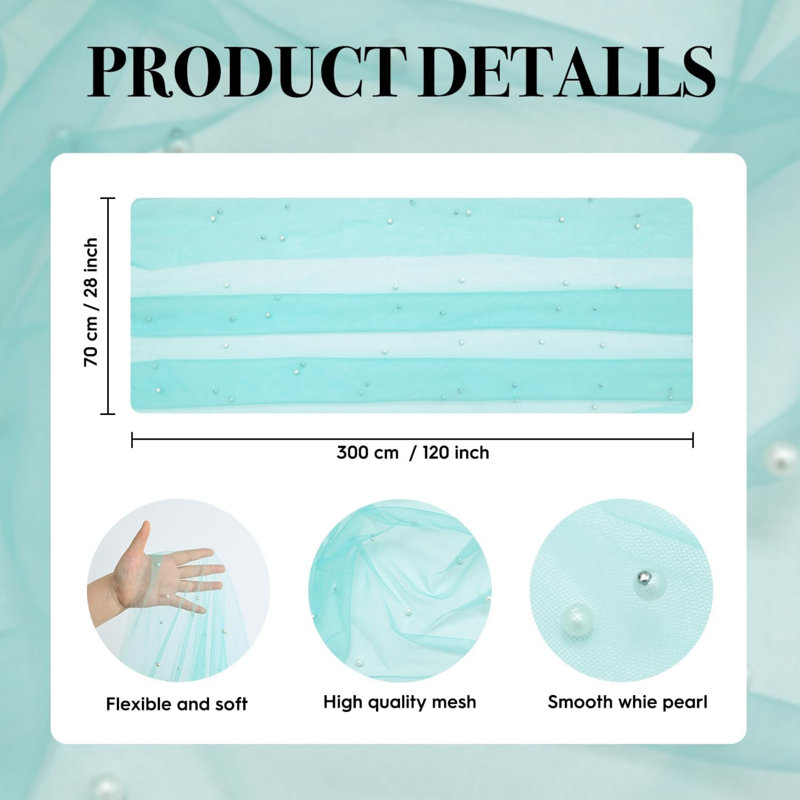Gauze Pearl Spring Table Runner 70 x 300 cm | Seasonal Sheer Chiffon Cheesecloth Dining Holiday Birthday Wedding Table Decor for Home Party