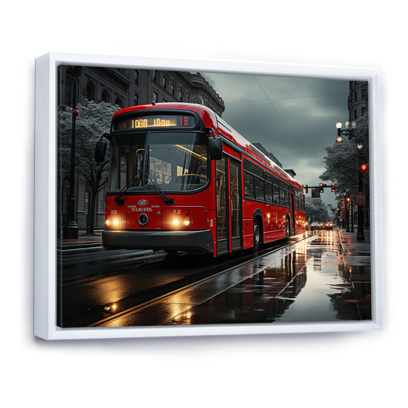 Red City Bus Rhyth II - impression, Cadre flottant blanc, H 30 po x l 40 po x P 1,5 po