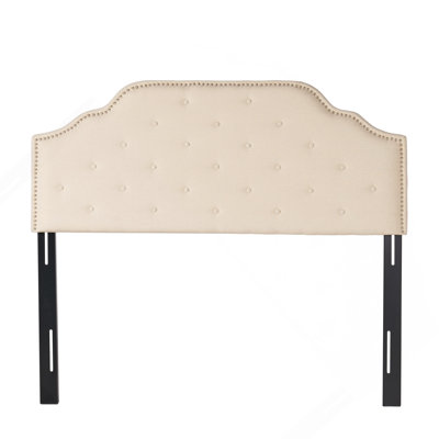 Tufted Upholstered Headboard Queen Size, Solid Wood Head Board With Durable Metal Legs, Adjustable Height Queen Headboard With Nailhead Trim,Fabric Headboard In Modern Button Tuffted Design