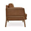 Chaise d'appoint, coussins rétro classiques, similicuir brun, bois naturel