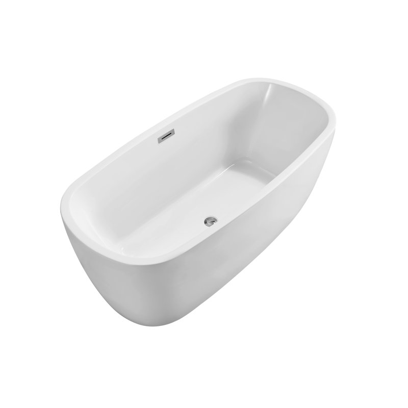 1501.1mm x 718.8mm Soaking Acrylic Bathtub, Polished Chrome