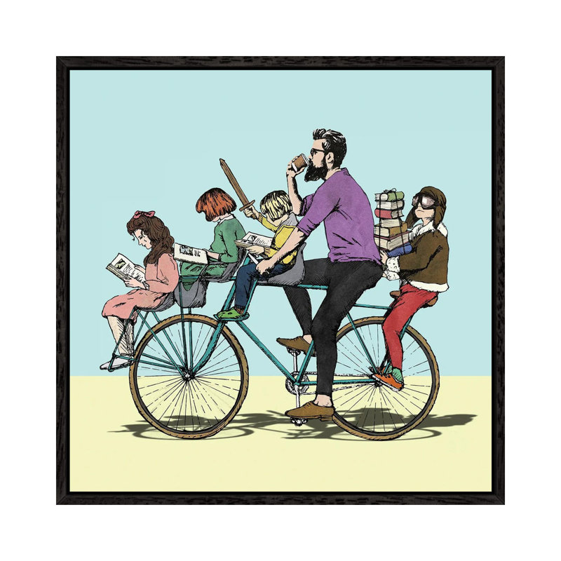 The Bibliobike by Peter Walters - Floater Frame Graphic Art on Canvas, 66.04 cm H x 66.04 cm W, Black Framed Canvas