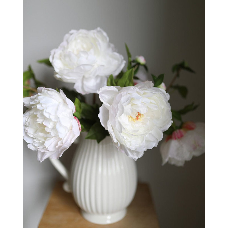 Pink Faux Peony 19.5", White