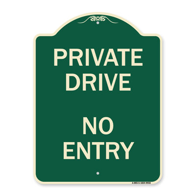 Enseigne Signmission Designer Series - Enseigne privée sans entrée | Enseigne architecturale en aluminium de gros calibre brun clair et vert 18 po x 24 po | Protégez votre entreprise et votre commune | Fabriqué aux États-Unis