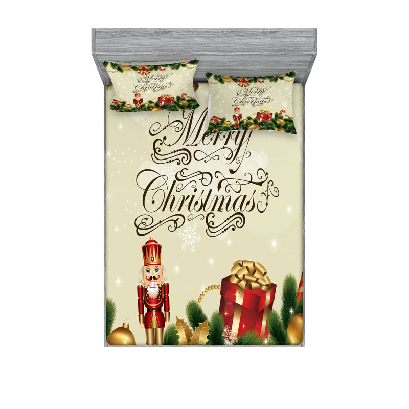 Multicolore drap-housse et coussin décoratif Ambesonne Christmas, Ensemble de draps pour très grand lit californien