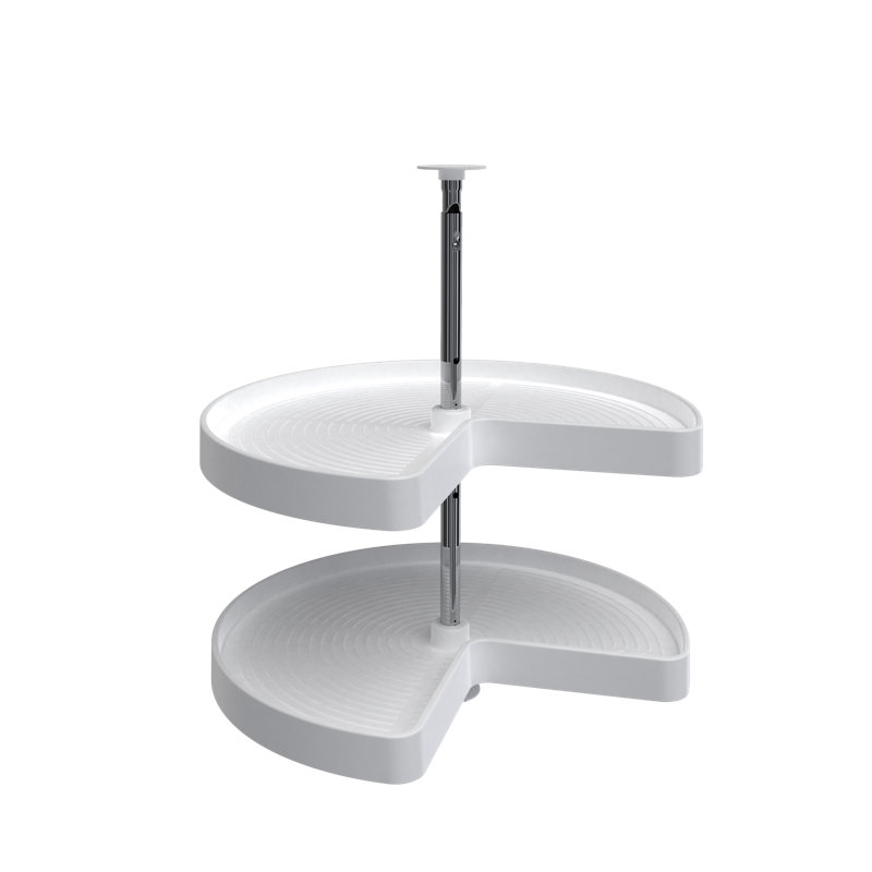 Plateau tournant à 2 tablettes en polymère pour armoires d'angle, L 24 po, Blanc