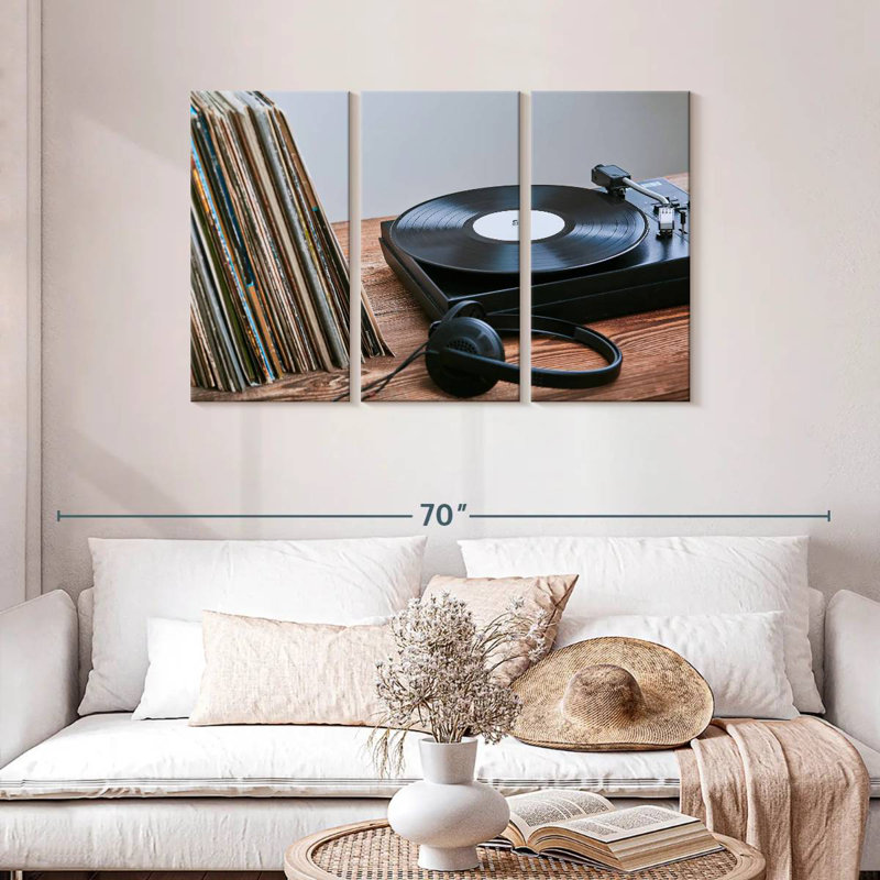 Abarca Vinyls And Record Player, 28" H x 45" W