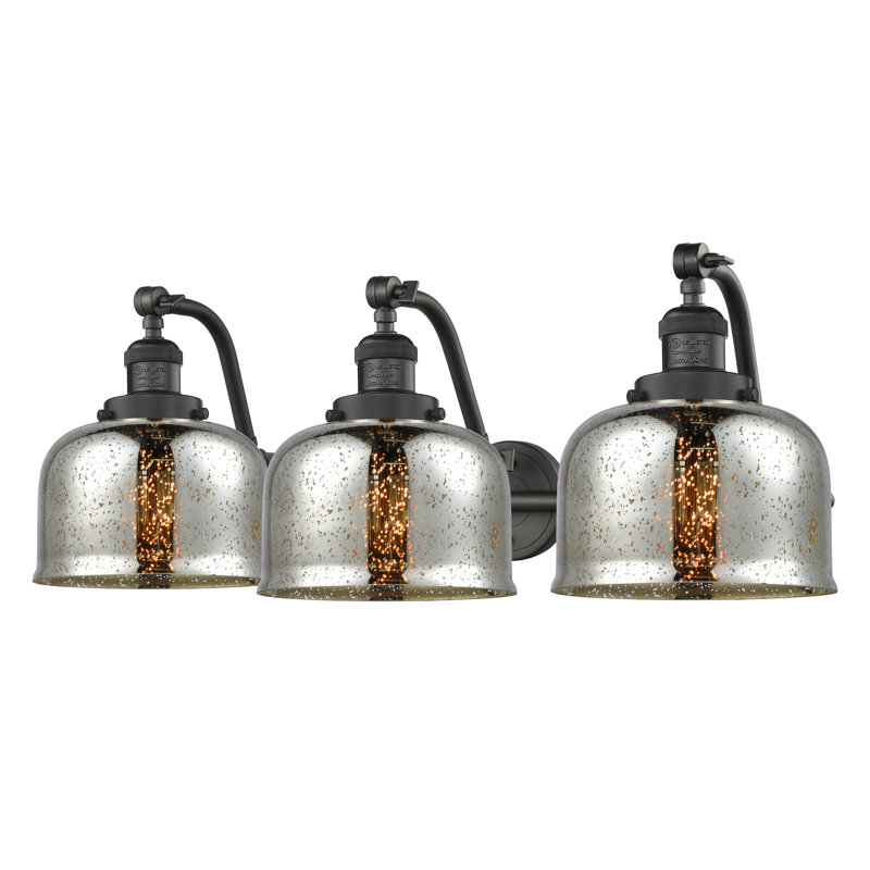 Éclairage pour salle de bain 3 lumières Plumlee, Bronze huilé, Argent mercuré plaqué, Ampoule DEL 6 watts Vinage