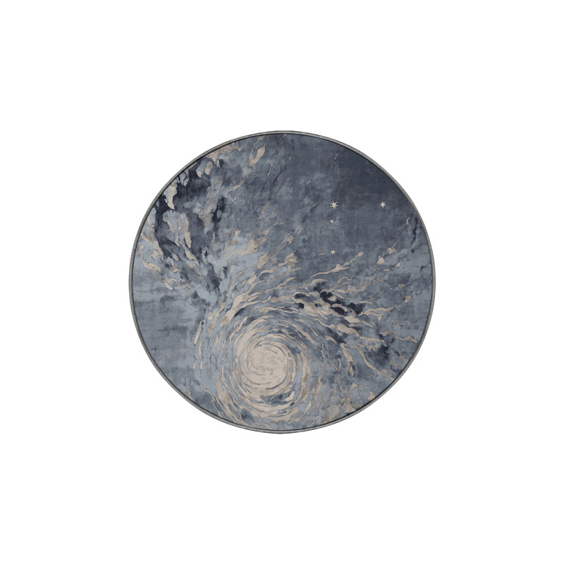 Machine Washable Gray Area Rug, Round 4'