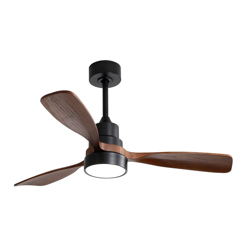 48 Inch Solid Wood Ceiling Fan with LED Light, Remote Control Reversible DC Motor for Living Room Bedroom Patio