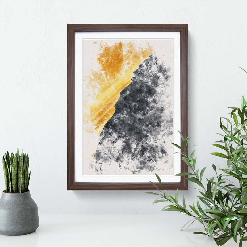 Edge Of A Sand Dune Watercolour - Picture Frame Graphic Art, 87cm H x 62cm W x 2cm D, Walnut Framed
