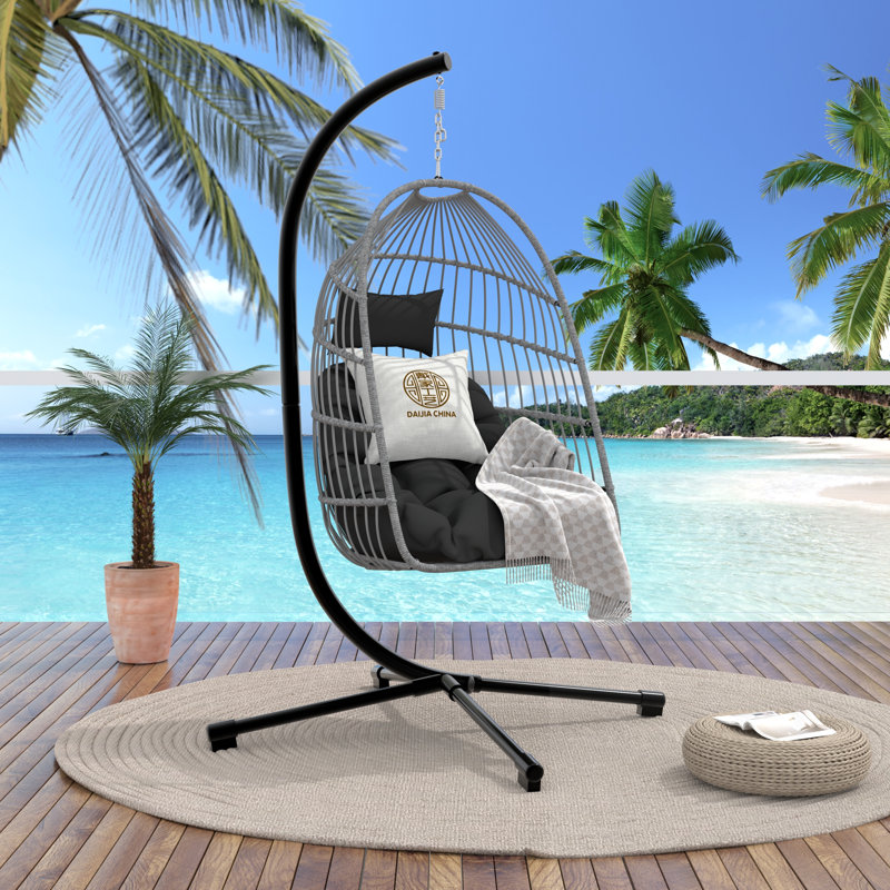 Chaise pliante en acier-aluminium avec appui-tête et coussin, Noir, Gris / Noir