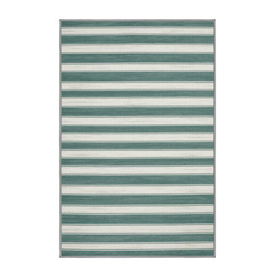 Machine Washable Horizontal Stripes Gray Area Rug