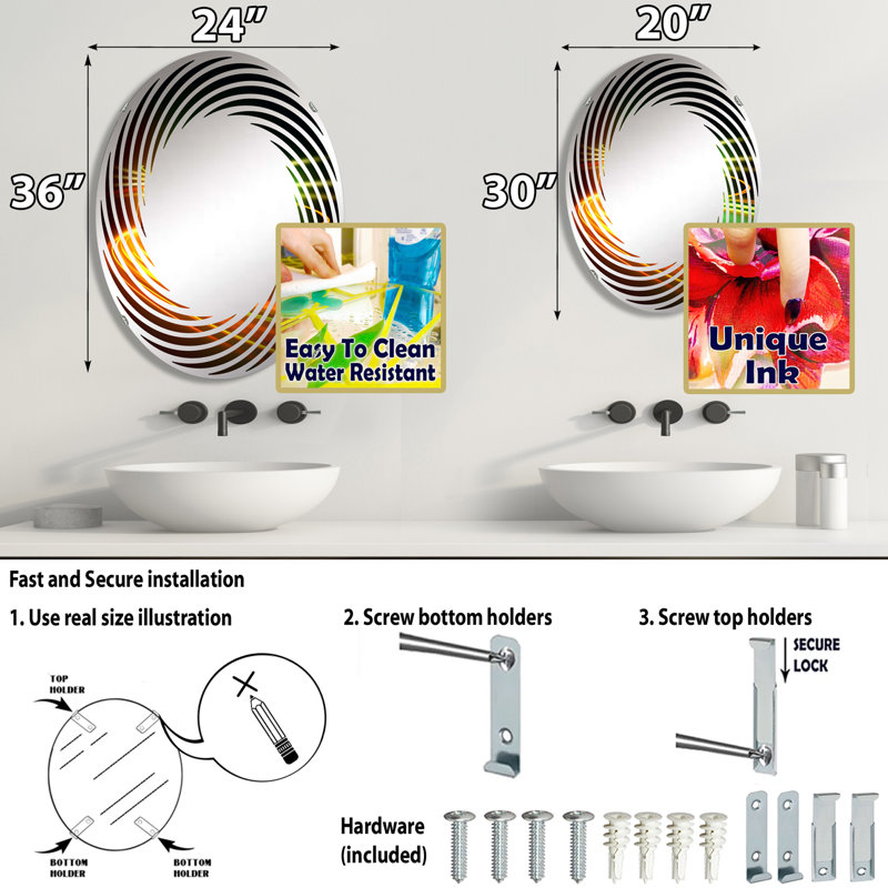 Neon Light Strips Car Drifting - Miroir mural en spirale-MIR116981-Ovale, L 20 po x H 30 po