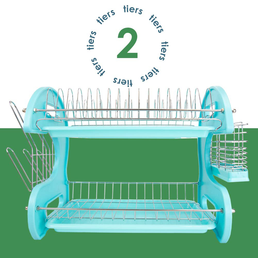 APPENIN WINTER PARK CORP 2 Tier Dish Drainer (Turquoise) Dish Rack For ...
