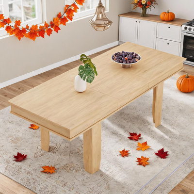 Extendable Farmhouse Dining Table for 6-10 People – 63-86.6 Inch Modern Rustic Rectangular Kitchen & Dining Table – Sturdy Wooden Frame – Easy Pull Ex