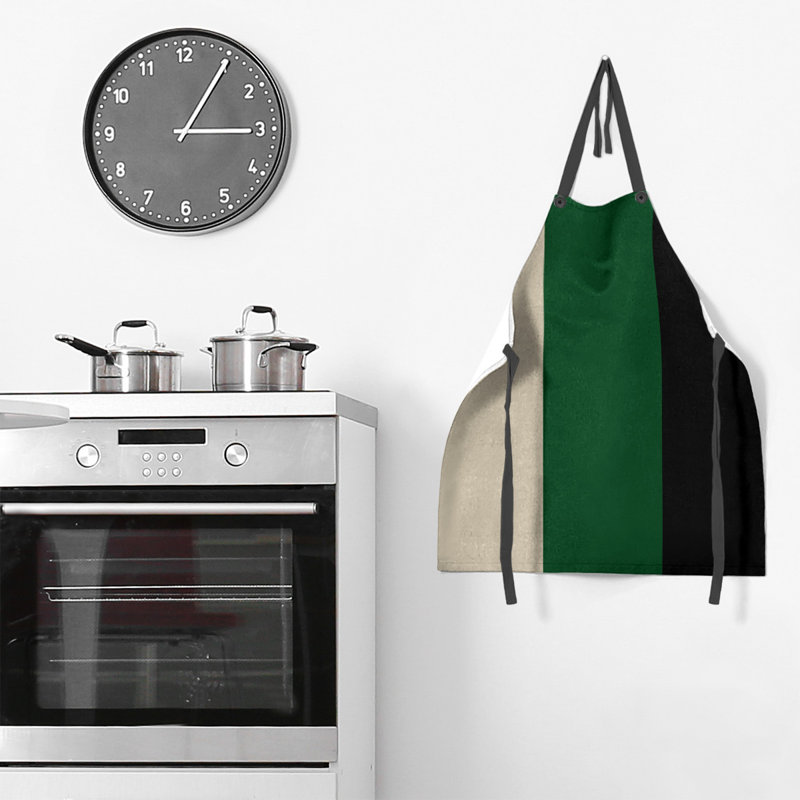 No Pattern Bib Apron, Cream/Green/Black
