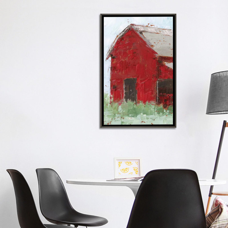 « Big Red Barn II » par Ethan Harper, reproduction d’art, H 40 po x l 26 po x P 1,5 po, Toile encadrée de bois rustique foncé