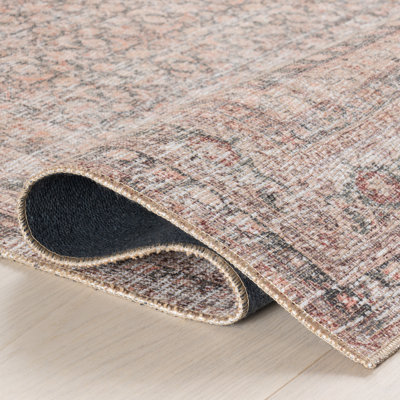 Jeccica Distressed Vintage Medallion Jute Blend Polyester Area Rug