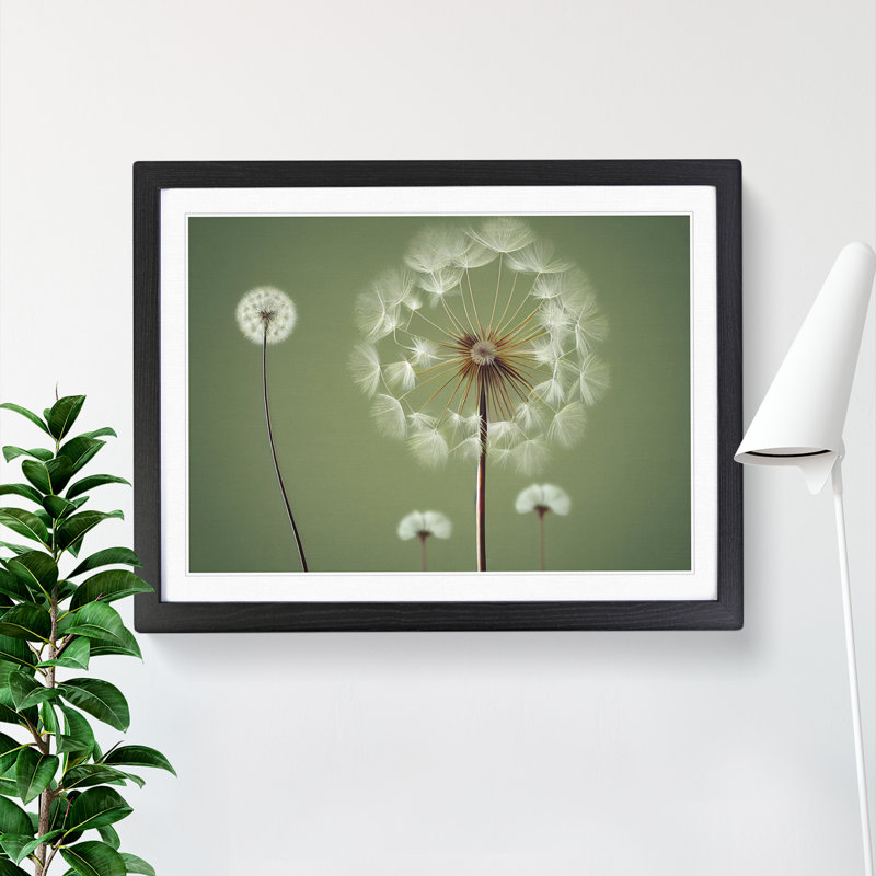 XH1022-9684X Vivacious Dandelion Flowers 1 Piece Single Picture Frame Wall Art, 25cm H x 34cm W, Black