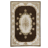 Hand Knotted Area Rug in Brown And Cream