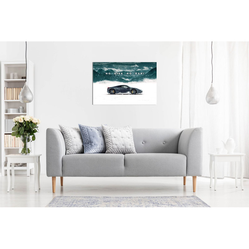 Inspirational Motivational No Risk No Rari Mountain - Wrapped Canvas Print, 41cm H x 61cm W