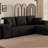 104" Modern L-Shape 3 Seat Reversible Sectional Couch, Pull Out Sleeper Sofa With Storage Chaise And 2 Stools For Living Room Furniture Set, Charcoal Grey