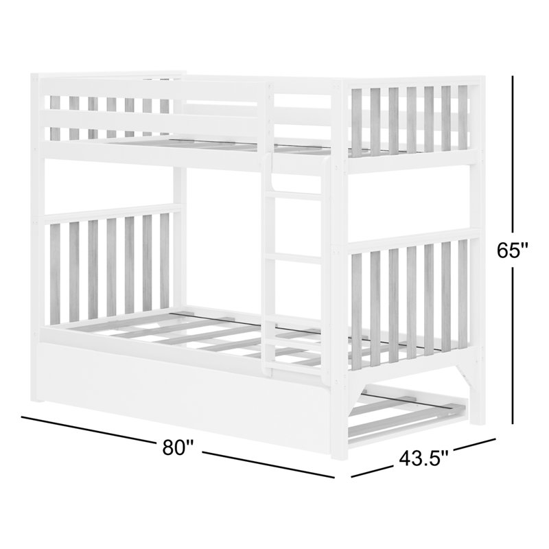 Brubaker Single Over Double Solid Wood Bunk Bed with Trundle Bed, Blonde, Twin over Twin