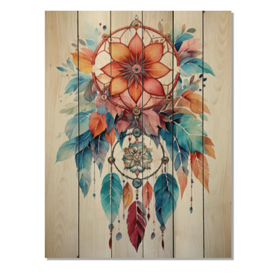 Corail Dreamcatcher Minimalist Harmony - impression de capteur de rêves sur bois de pin naturel