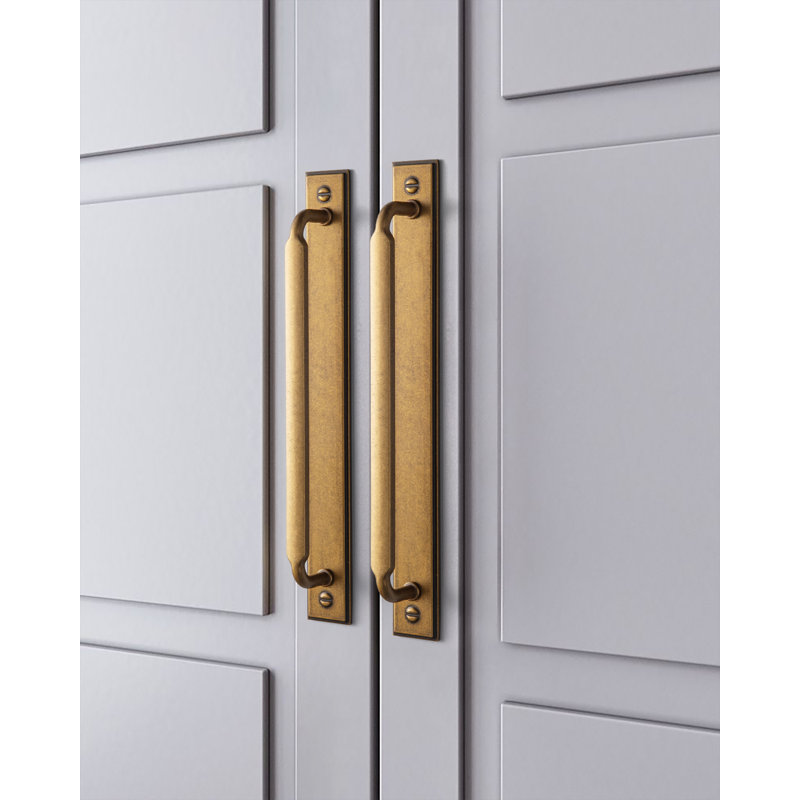Classical Bar Pull With Backplate(G015) Multipack, Antique Brass, 7 5/8"