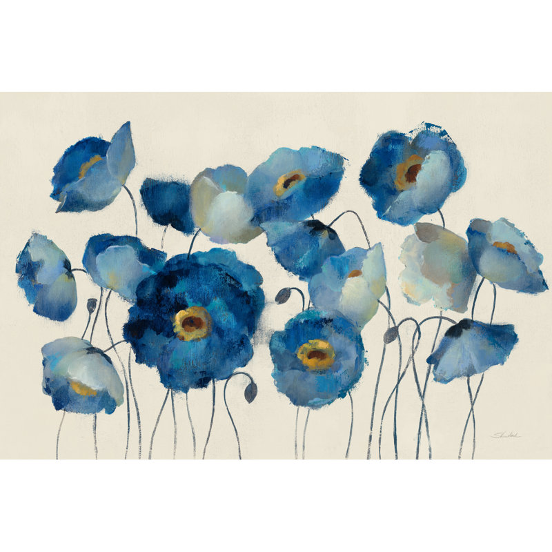 «Aquamarine Floral», reproduction encadrée crème, H 8 po x l 12 po x P 1,25 po, Non, Toile encadrée noire
