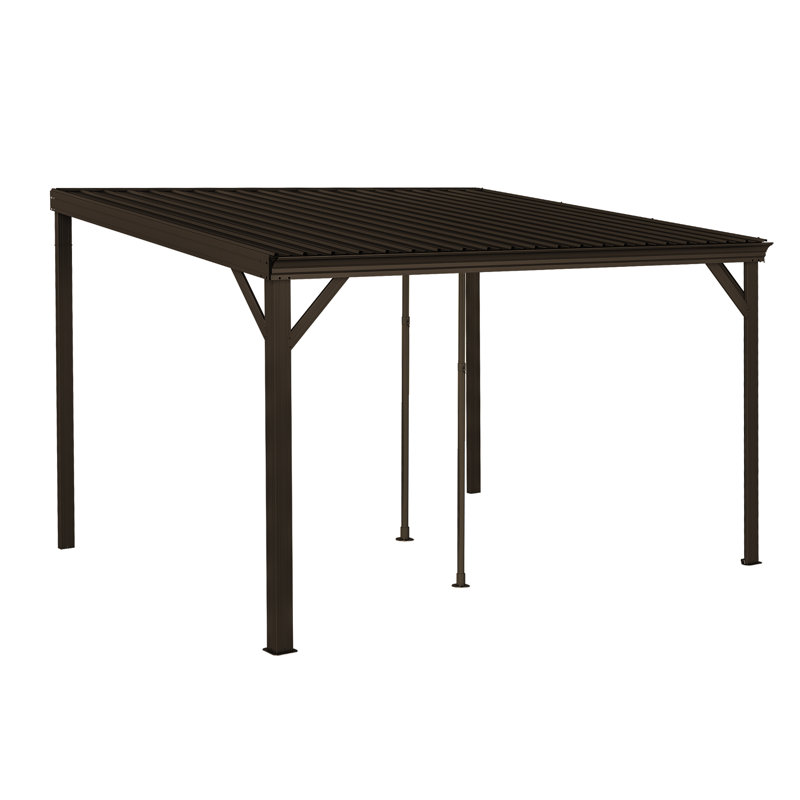 Abri et abri de jardin en acier durable de 10 pi x 12 pi avec cadre, design brun moderne pour une utilisation dans la cour arrière