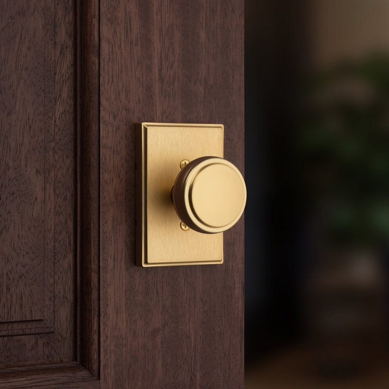 Sora Half Dummy Knob w/ Rectangular Rose in , Satin Brass