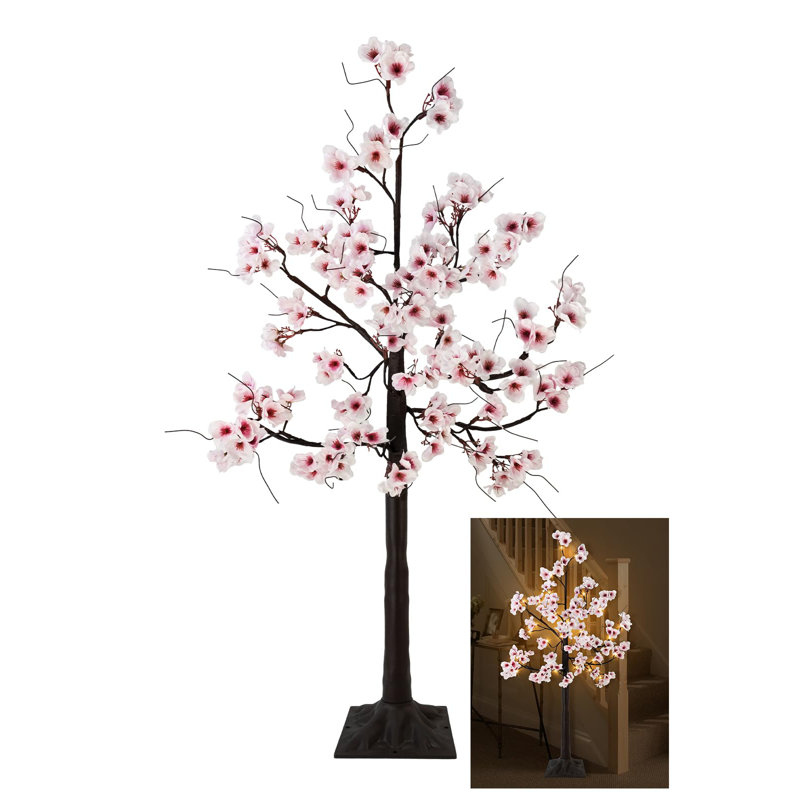6FT Cherry Blossom Tree with 96 Fairy Lights, Artificial Lighted Tree