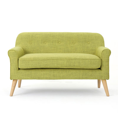 Decato Mid-Century Modern Tufted Loveseat Sofa with Birch Wood Legs