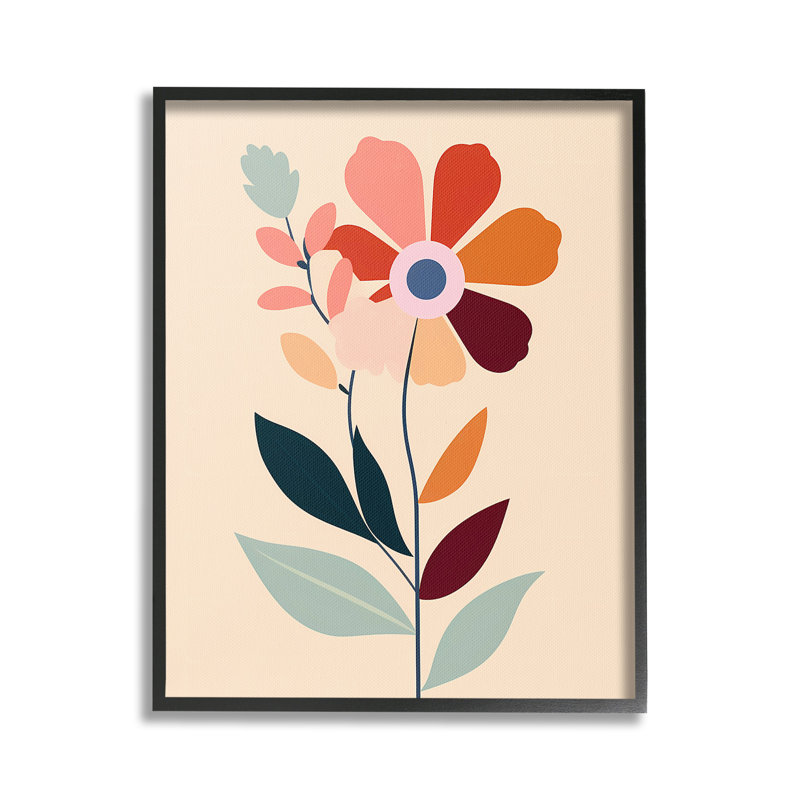 Fleur moderne moderne, Giclée encadrée noir minuit, H 20 po x l 16 po