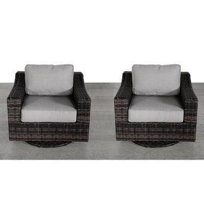 Fauteuil pivotant de patio avec coussins moelleux - Aucun assemblage requis, rotation à 360°, matériau résistant aux intempéries, housses de coussin faciles d'entretien, rembourrage en mousse de 12,5 cm, tissu imperméable, design extérieur
