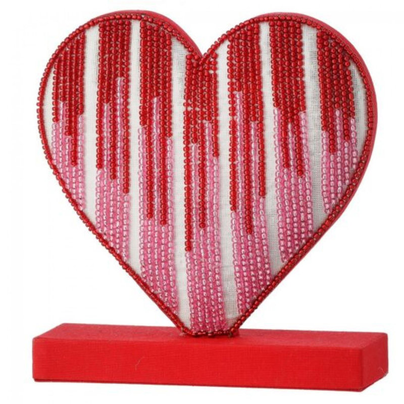 Striped Hearts with Wood Bead Striped Hearts with Wood Bead