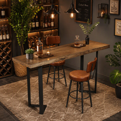 Table de bar rectangulaire de 160 cm, table de bar haute en bois massif